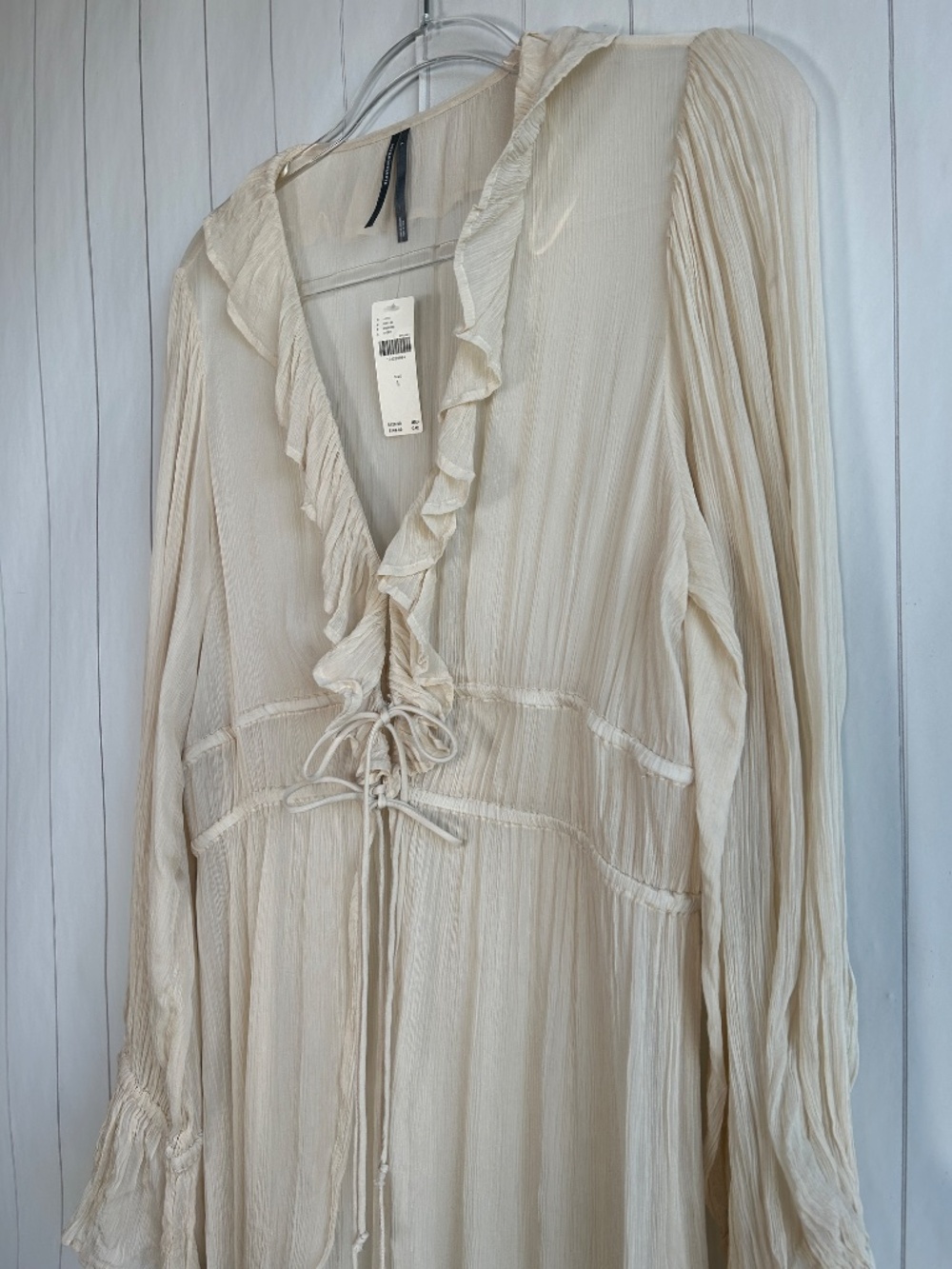 By Anthropologie size L duster kimono ruffle long sleeve boho beige western NEW - Picture 7 of 13